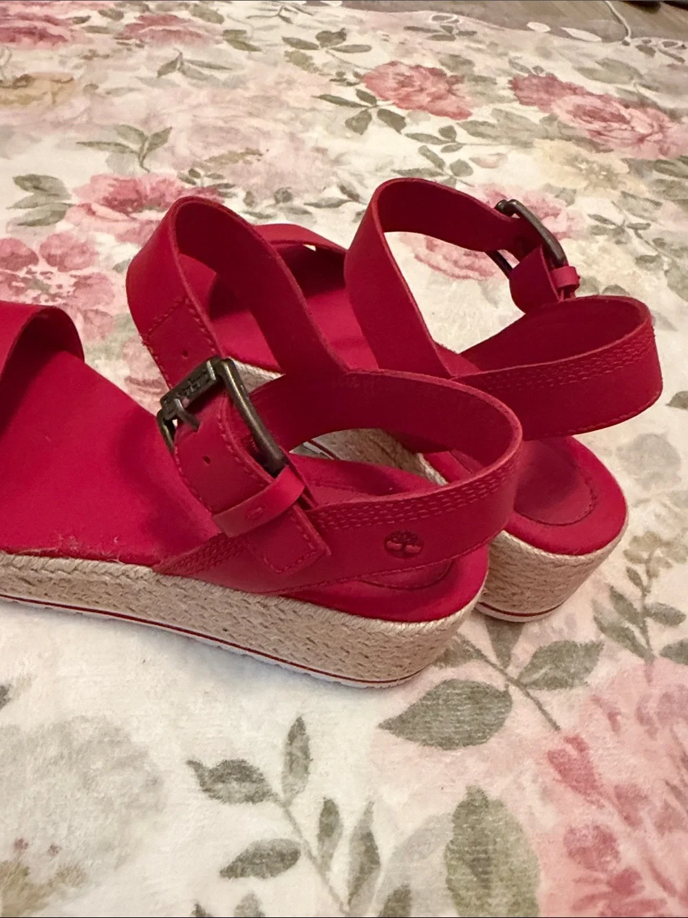 Timberland Red Platform Espadrille Sandals